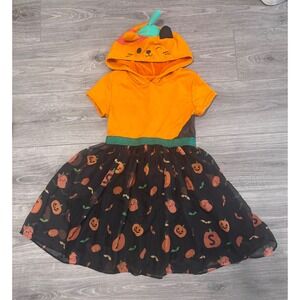 Squishmallows Halloween‎ Cat Pumpkin Costume Dress Girls Medium Hooded